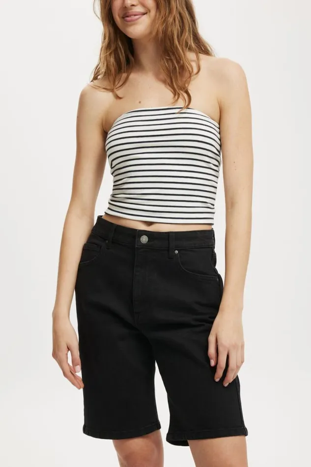 Cotton On Shorts Stretch Denim Bermuda Short Graphite Black 8211 Women