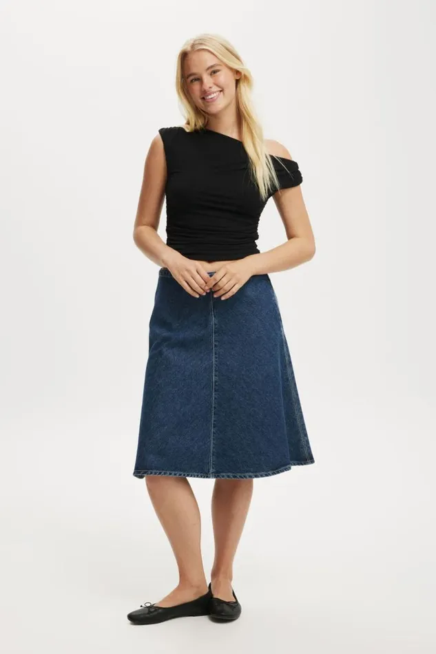 Cotton On Skirts Gigi Denim Midi Skirt Deepwater Blue 8211 Women