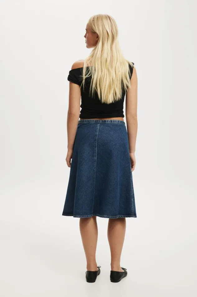 Cotton On Skirts Gigi Denim Midi Skirt Deepwater Blue 8211 Women Cotton On Skirts Gigi Denim Midi Skirt Deepwater Blue 8211 Women