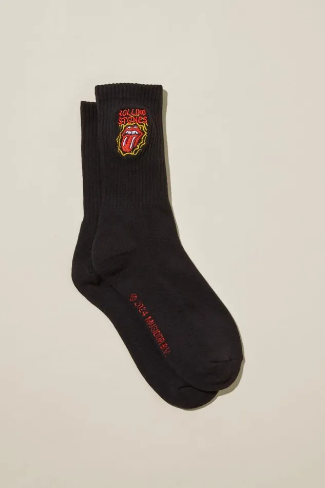 Cotton On Socks and Underwear Special Edition Sock Lcn Bra Blackrolling Stones Airbrush 8211 Men
