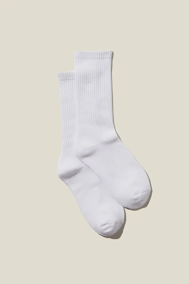 Cotton On Socks Club House Crew Sock Solid White 8211 Women