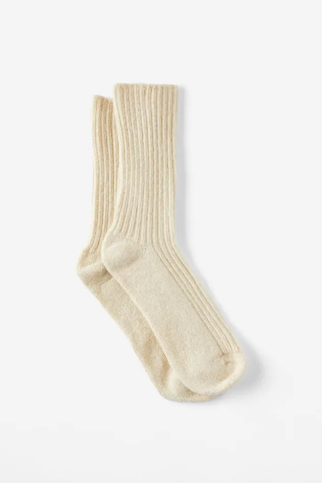 Cotton On Socks Fuzzy Lurex Crew Sock Ecrugold 8211 Women