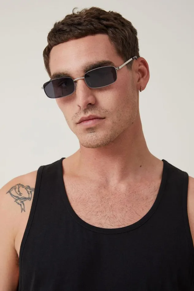 Cotton On Sunglasses The Streamline Sunglasses Silver Flash Black Smoke 8211 Men