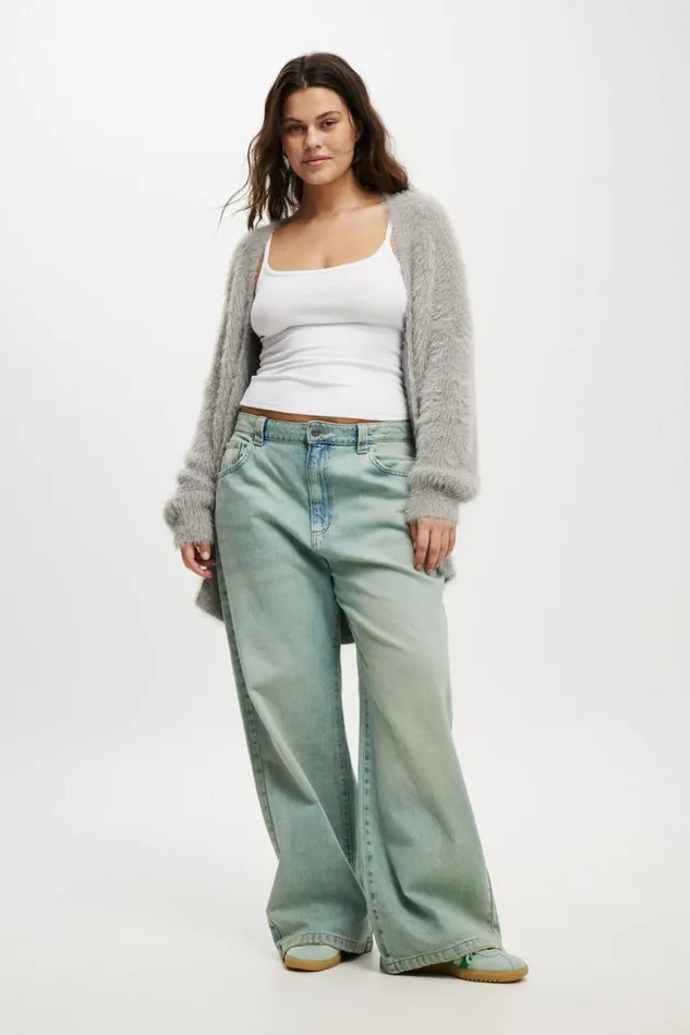 Cotton On SweatersandCardigans Faux Hair Longline Cardigan Arctic Grey 8211 Women