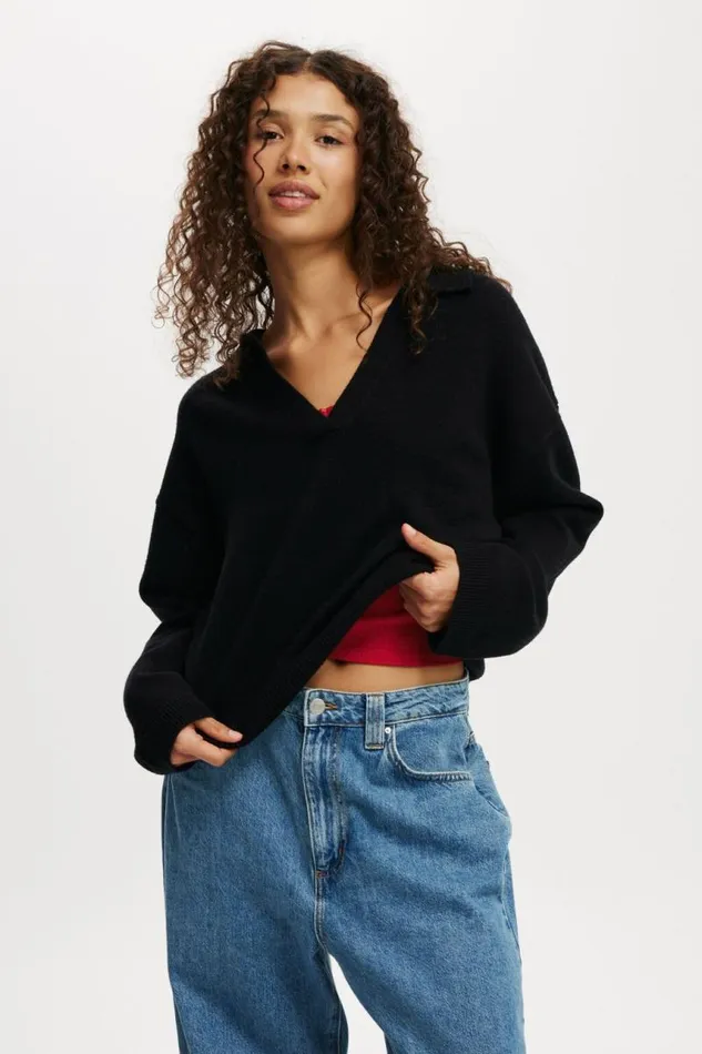 Cotton On SweatersandCardigans Luxe Collar Sweater Black 8211 Women