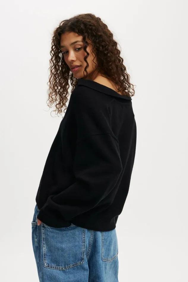 Cotton On SweatersandCardigans Luxe Collar Sweater Black 8211 Women