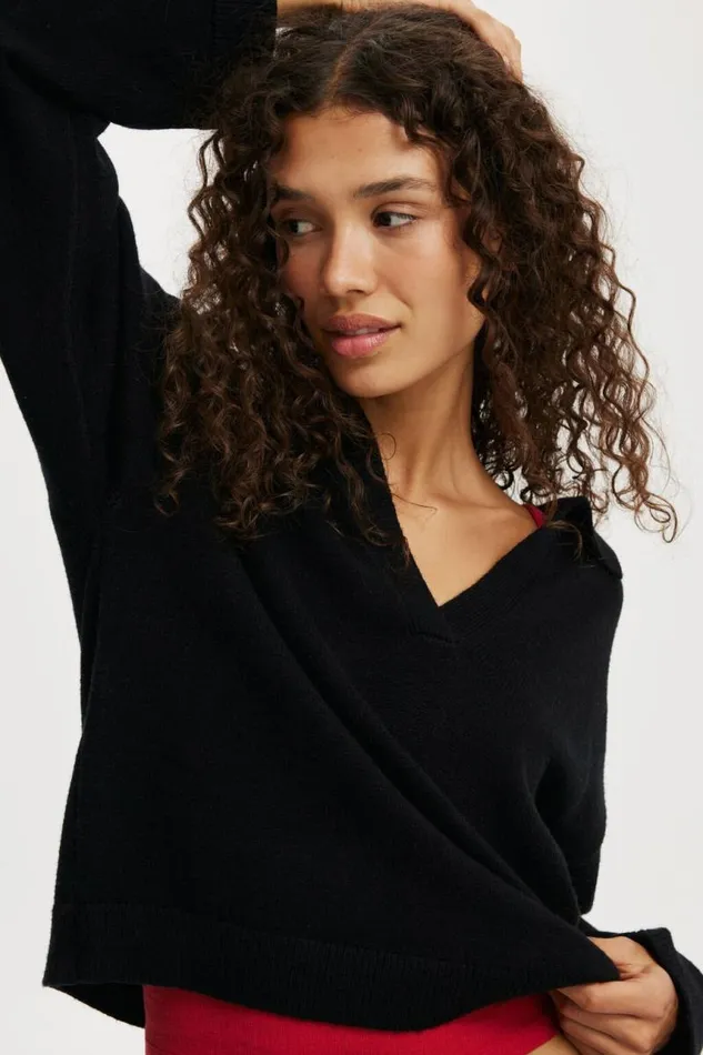 Cotton On SweatersandCardigans Luxe Collar Sweater Black 8211 Women