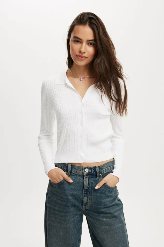 Cotton On SweatersandCardigans Preppy Button Through Polo White 8211 Women
