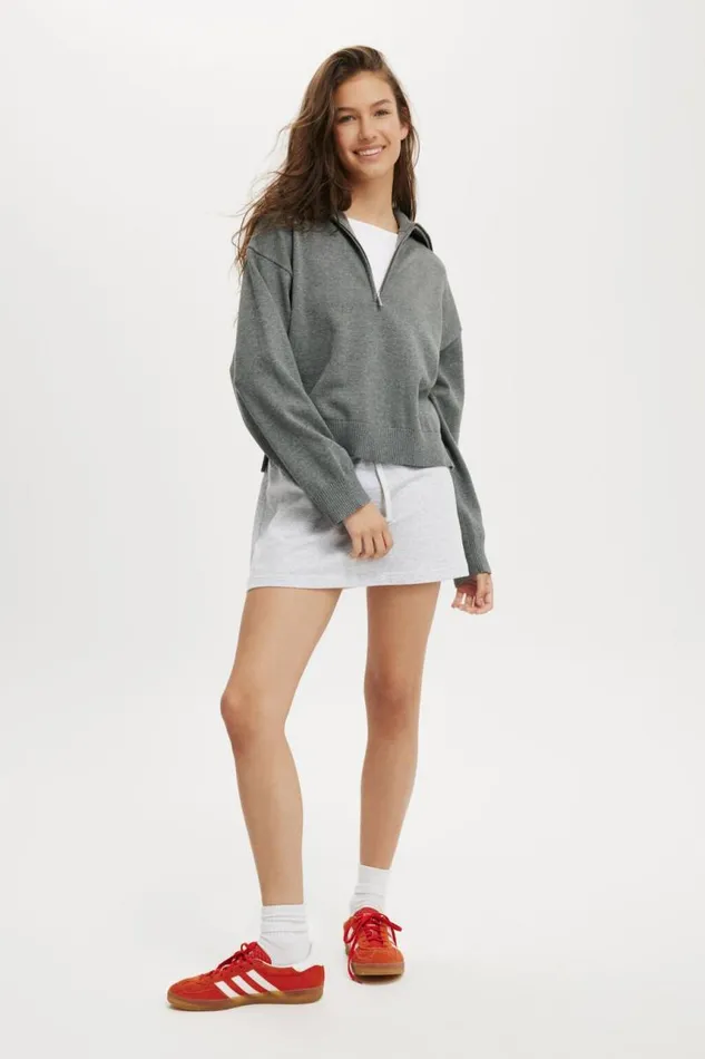 Cotton On SweatersandCardigans Preppy Half Zip Sweater Grey Marle 8211 Women Cotton On SweatersandCardigans Preppy Half Zip Sweater Grey Marle 8211 Women