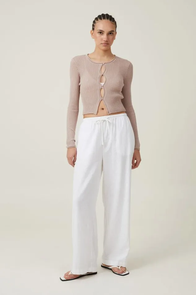 Cotton On SweatersandCardigans Sheer Rib Peekaboo Cardigan Shell 8211 Women