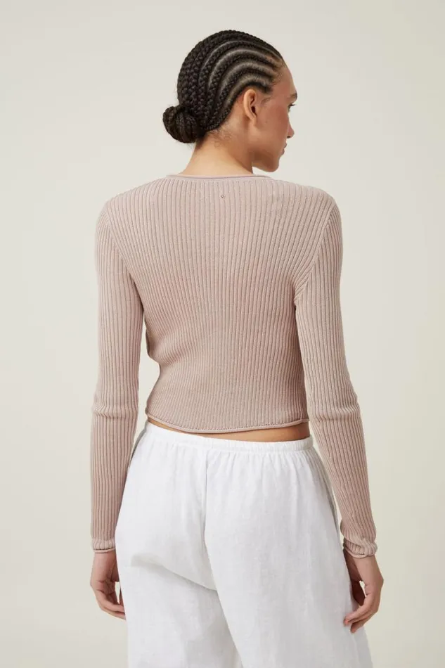 Cotton On SweatersandCardigans Sheer Rib Peekaboo Cardigan Shell 8211 Women