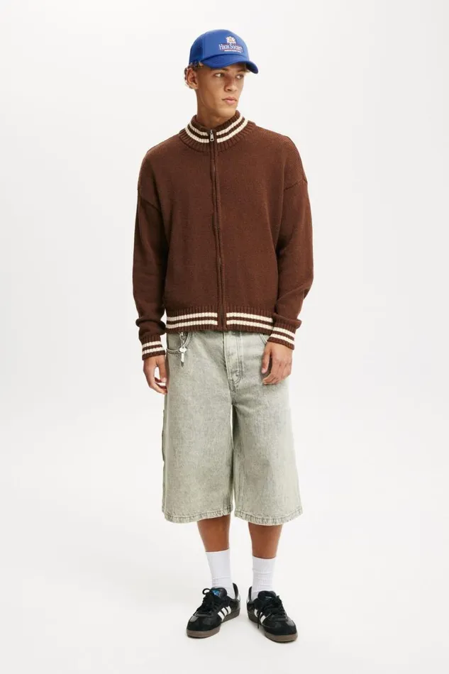 Cotton On Sweaters Knitted Bomber Chocolate 8211 Men