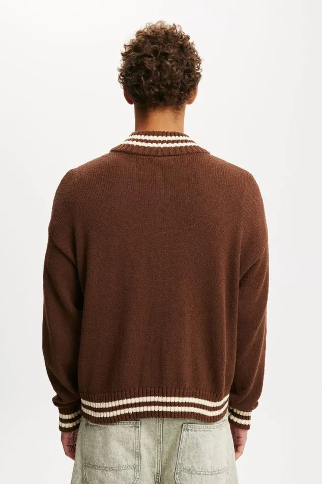 Cotton On Sweaters Knitted Bomber Chocolate 8211 Men