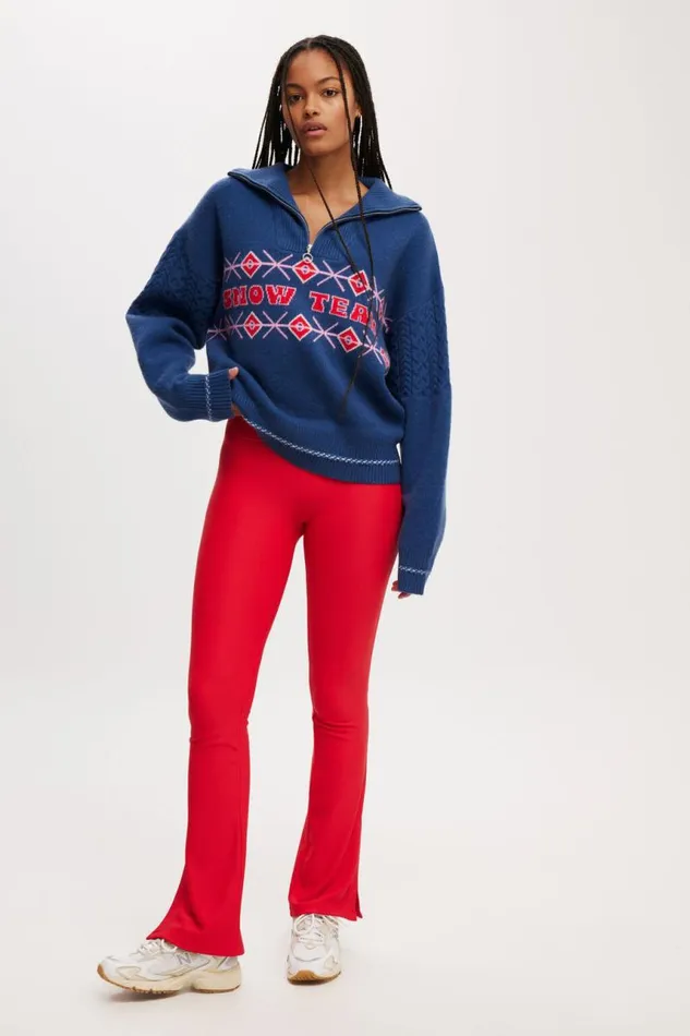 Cotton On SweatsandHoodies Active Knitted Graphic Half Zip Longlseeve Deep Blue 8211 Women Cotton On SweatsandHoodies Active Knitted Graphic Half Zip Longlseeve Deep Blue 8211 Women