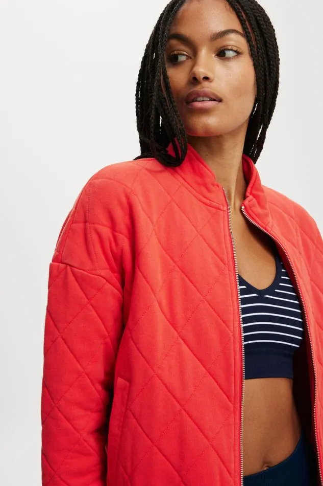 Cotton On SweatsandHoodies Active Quilted Zip Through Washed Raspberry 8211 Women Cotton On SweatsandHoodies Active Quilted Zip Through Washed Raspberry 8211 Women