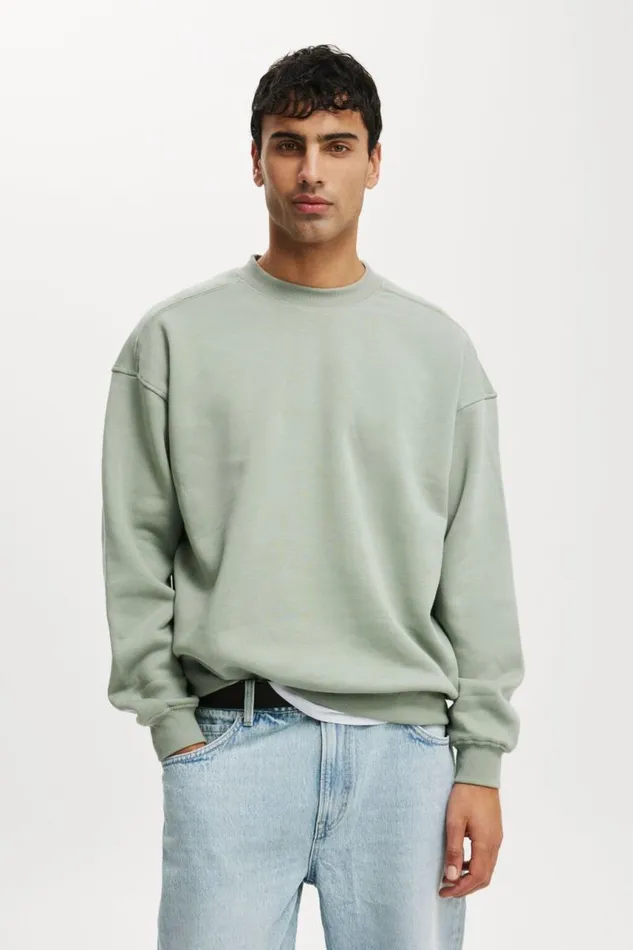 Cotton On Sweats and Hoodies Box Fit Crew Sweater Fern 8211 Men