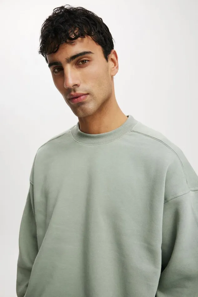 Cotton On Sweats and Hoodies Box Fit Crew Sweater Fern 8211 Men Cotton On Sweats and Hoodies Box Fit Crew Sweater Fern 8211 Men