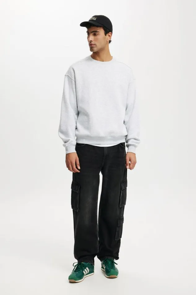 Cotton On Sweats and Hoodies Box Fit Crew Sweater Grey Marle 8211 Men Cotton On Sweats and Hoodies Box Fit Crew Sweater Grey Marle 8211 Men