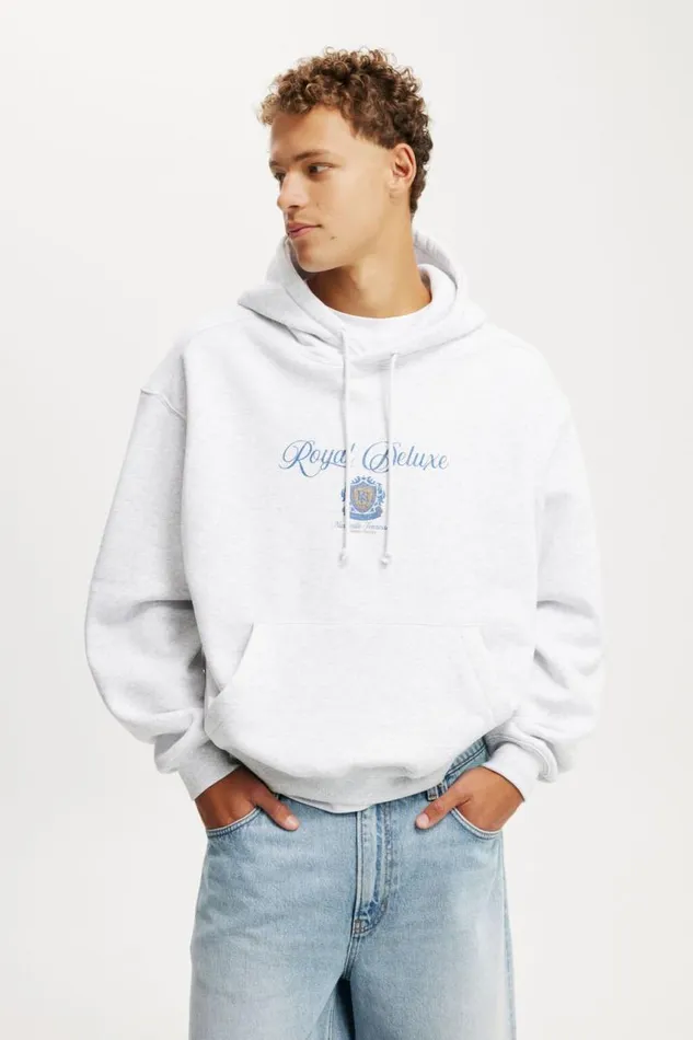 Cotton On Sweats and Hoodies Box Fit Graphic Hoodie Athletic Marleroyal Deluxe 8211 Men