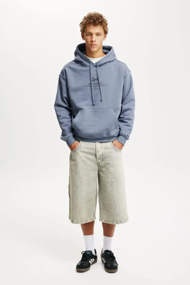 Cotton On Sweats and Hoodies Box Fit Graphic Hoodie Dusty Denimamerican Way 8211 Men Cotton On Sweats and Hoodies Box Fit Graphic Hoodie Dusty Denimamerican Way 8211 Men