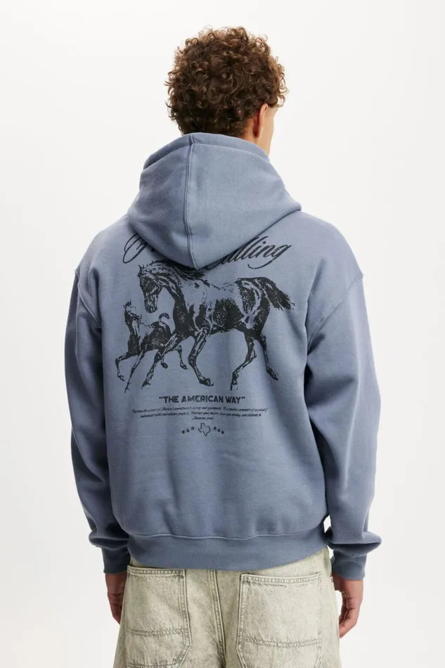Cotton On Sweats and Hoodies Box Fit Graphic Hoodie Dusty Denimamerican Way 8211 Men Cotton On Sweats and Hoodies Box Fit Graphic Hoodie Dusty Denimamerican Way 8211 Men
