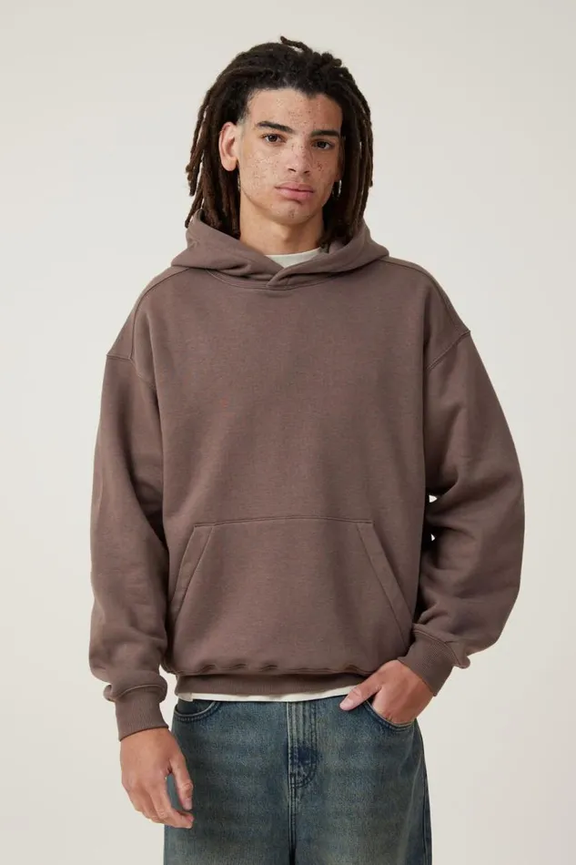 Cotton On Sweats and Hoodies Box Fit Hoodie Washed Chocolate 8211 Men