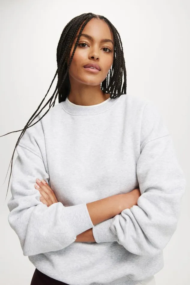Cotton On SweatsandHoodies Classic Fleece Crew Sweatshirt Soft Grey Marle 8211 Women