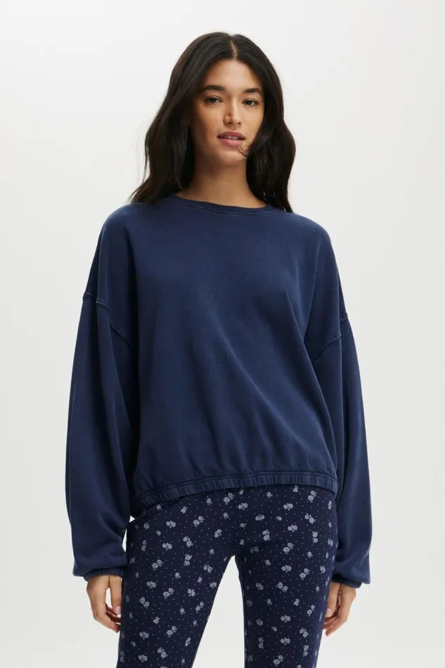 Cotton On SweatsandHoodies Cozy Sleep Crew Neck Fleece Voyage Blue 8211 Women