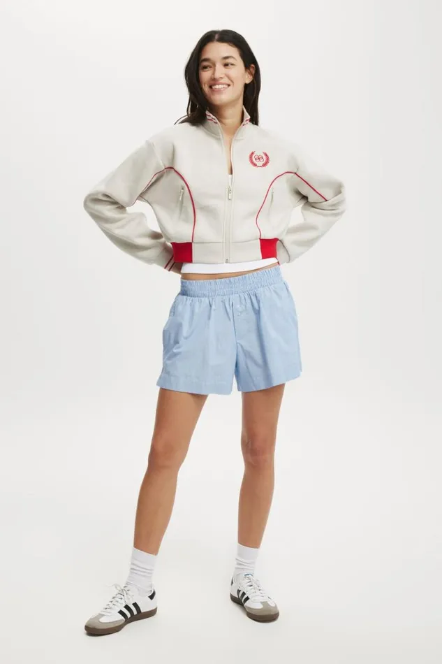 Cotton On SweatsandHoodies Graphic Cropped Zip Through Co Crest Light Stone 8211 Women Cotton On SweatsandHoodies Graphic Cropped Zip Through Co Crest Light Stone 8211 Women