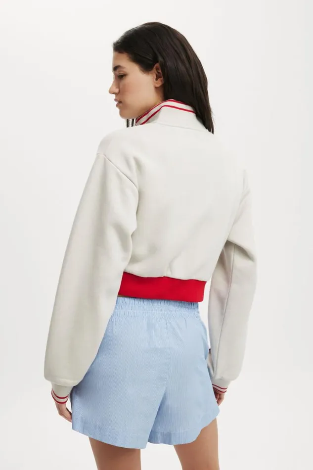 Cotton On SweatsandHoodies Graphic Cropped Zip Through Co Crest Light Stone 8211 Women Cotton On SweatsandHoodies Graphic Cropped Zip Through Co Crest Light Stone 8211 Women