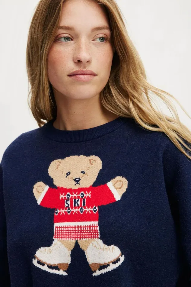 Cotton On SweatsandHoodies Novelty Knitted Jumper Navy Visionski Bear 8211 Women Cotton On SweatsandHoodies Novelty Knitted Jumper Navy Visionski Bear 8211 Women