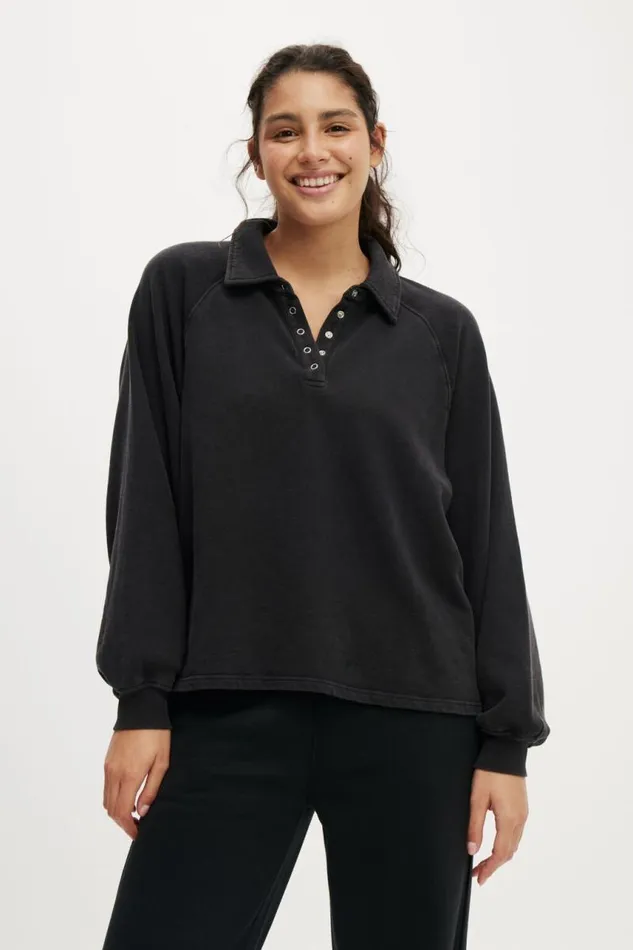 Cotton On SweatsandHoodies Oversized Collared Lounge Fleece Sweater Washed Black 8211 Women Cotton On SweatsandHoodies Oversized Collared Lounge Fleece Sweater Washed Black 8211 Women