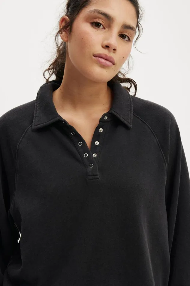 Cotton On SweatsandHoodies Oversized Collared Lounge Fleece Sweater Washed Black 8211 Women Cotton On SweatsandHoodies Oversized Collared Lounge Fleece Sweater Washed Black 8211 Women