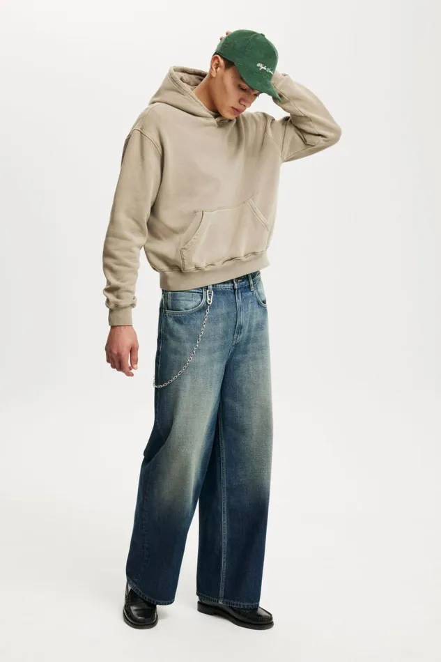Cotton On Sweats and Hoodies Premium Cropped Fit Hoodie Gravel Stone 8211 Men