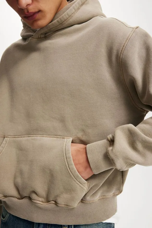 Cotton On Sweats and Hoodies Premium Cropped Fit Hoodie Gravel Stone 8211 Men