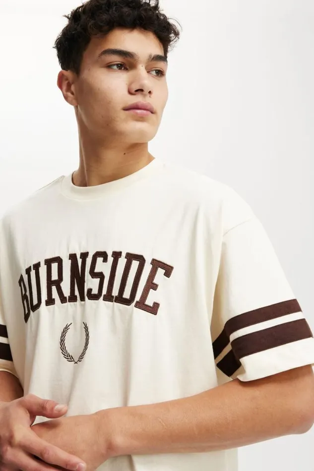 Cotton On Tees and Tanks Box Fit College TShirt Cream Puffburnside 8211 Men