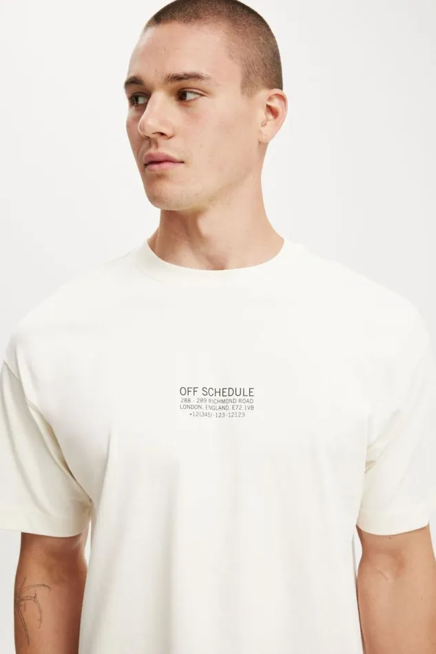 Cotton On Tees and Tanks Box Fit Easy TShirt Creampuffoff Schedule 8211 Men Cotton On Tees and Tanks Box Fit Easy TShirt Creampuffoff Schedule 8211 Men