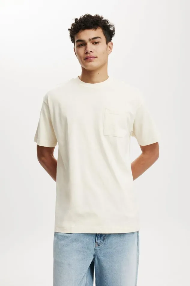 Cotton On Tees and Tanks Box Fit Pocket TShirt Cream Puff 8211 Men