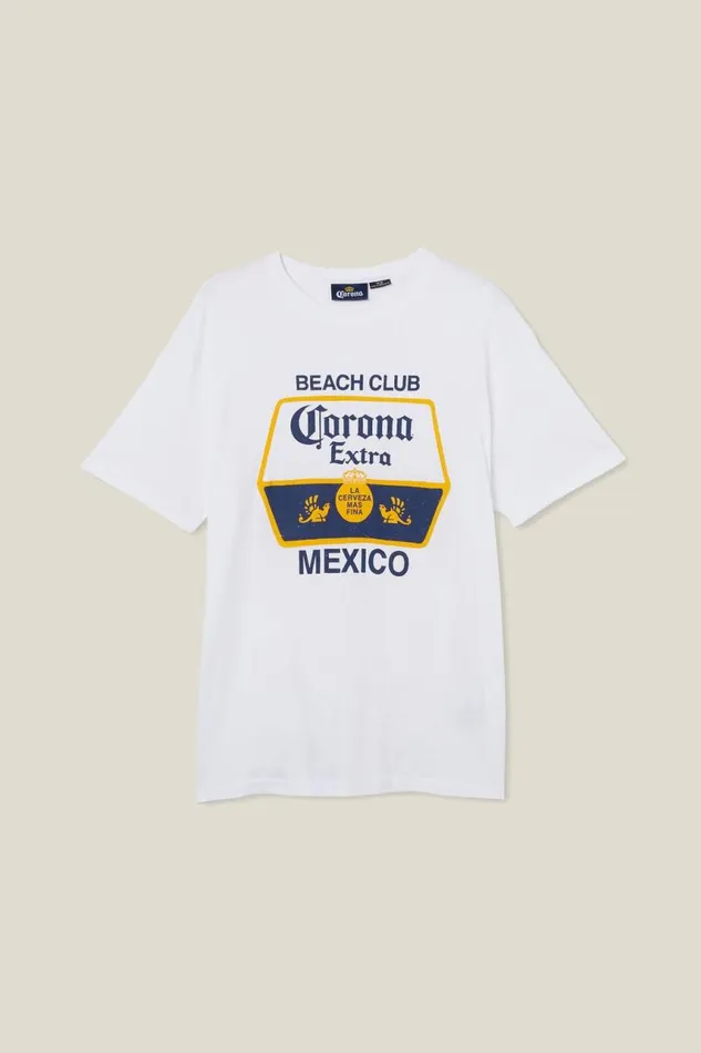 Cotton On Tees and Tanks Corona Premium Loose Fit TShirt Lcn Cor Whitecorona 8211 Beach Club 8211 Men Cotton On Tees and Tanks Corona Premium Loose Fit TShirt Lcn Cor Whitecorona 8211 Beach Club 8211 Men