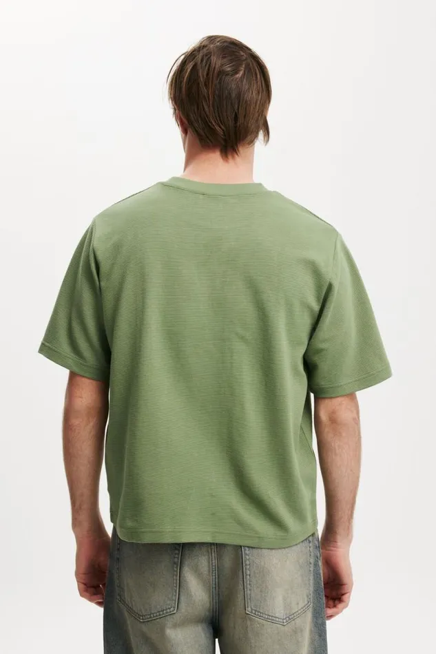 Cotton On Tees and Tanks Cropped Fit Textured TShirt Sage Texture 8211 Men Cotton On Tees and Tanks Cropped Fit Textured TShirt Sage Texture 8211 Men