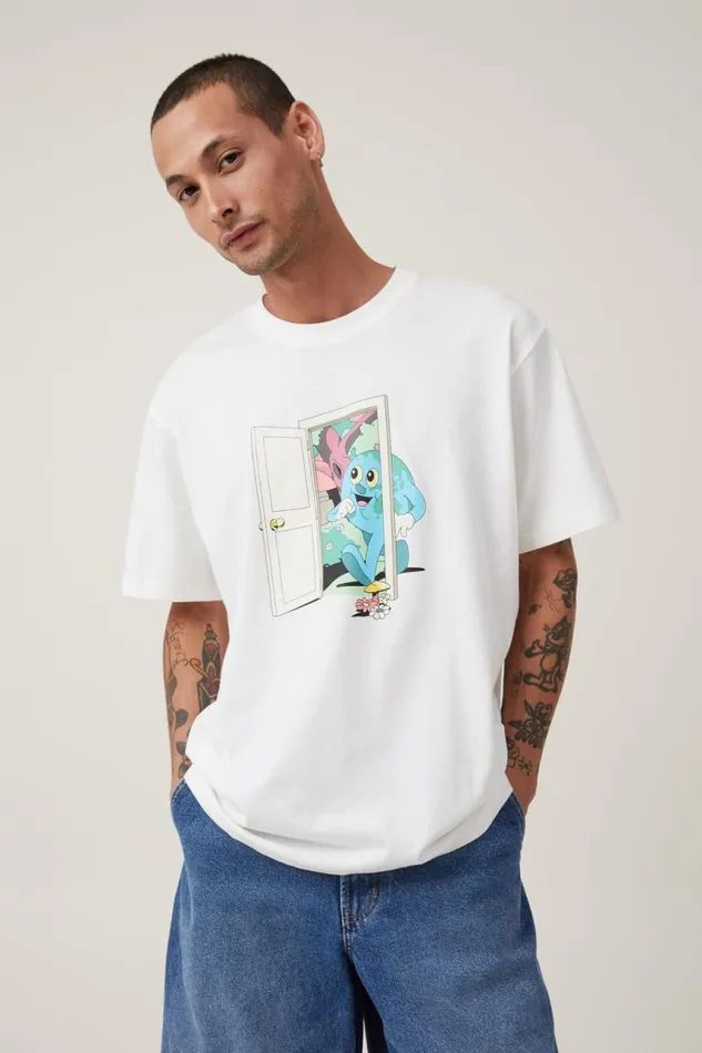 Cotton On Tees and Tanks Dabsmyla Loose Fit TShirt Lcn Dab Vintage White World Peace 8211 Men