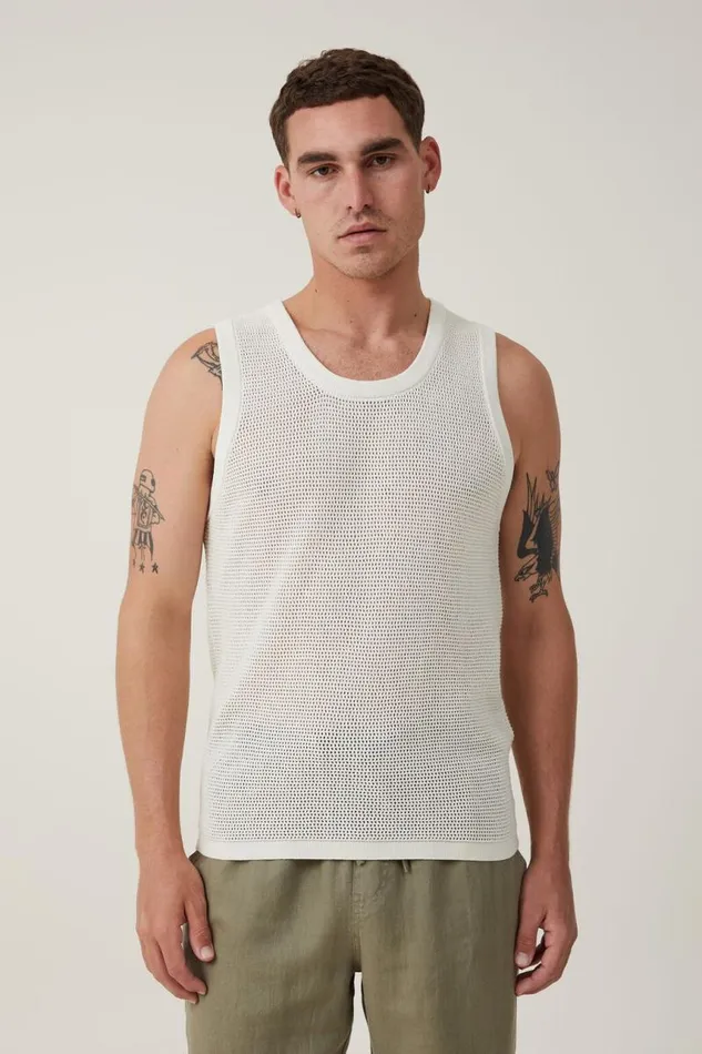 Cotton On Tees and Tanks Knit Tank Ivory 8211 Men