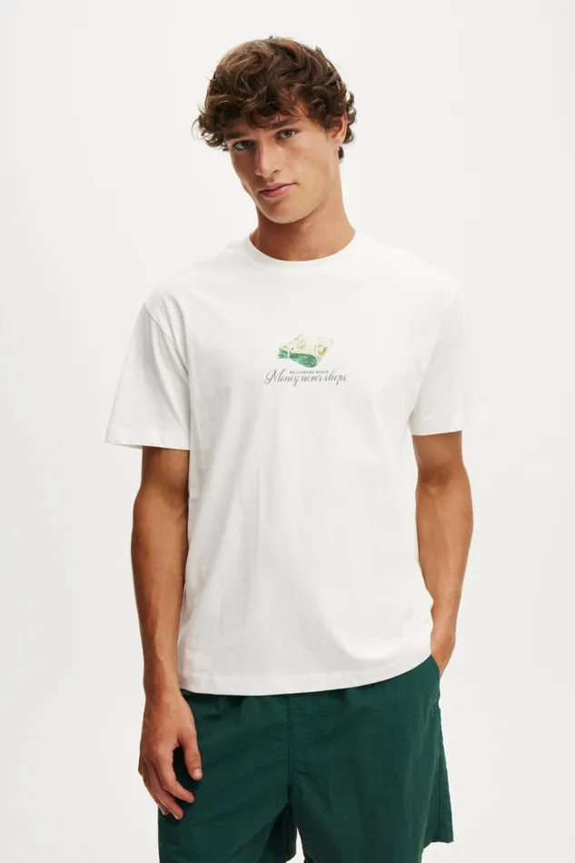Cotton On Tees and Tanks Loose Fit Art TShirt Whitenever Sleep 8211 Men
