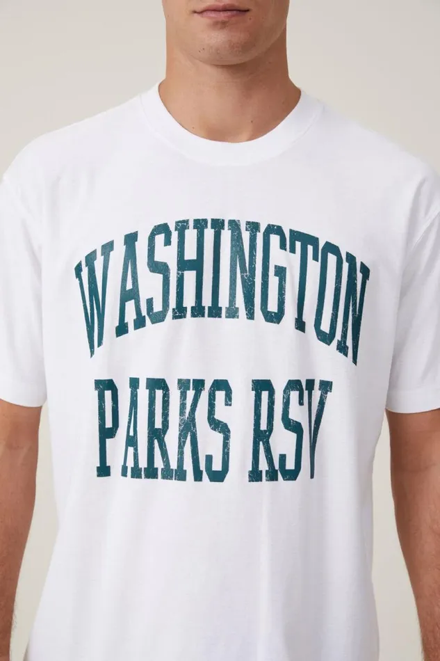 Cotton On Tees and Tanks Loose Fit College TShirt White Washington Parks 8211 Men Cotton On Tees and Tanks Loose Fit College TShirt White Washington Parks 8211 Men