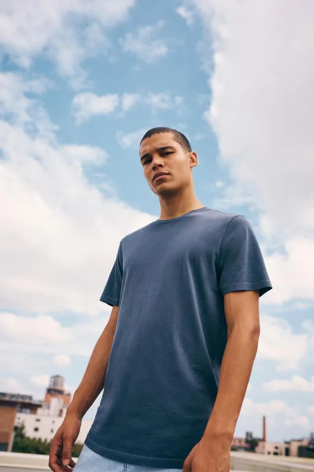 Cotton On Tees and Tanks Organic Longline TShirt Dusty Denim 8211 Men