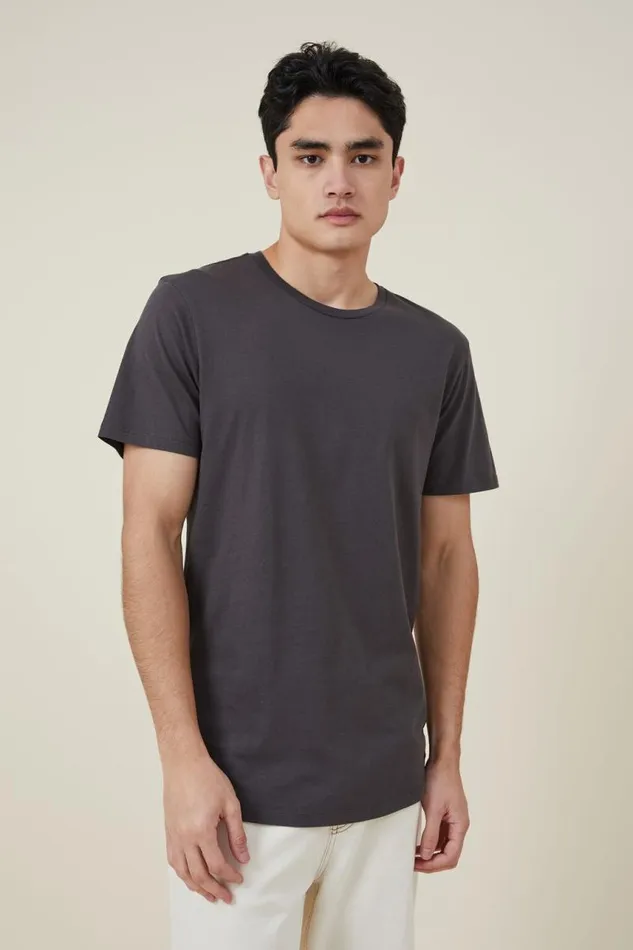 Cotton On Tees and Tanks Organic Longline TShirt Faded Slate 8211 Men