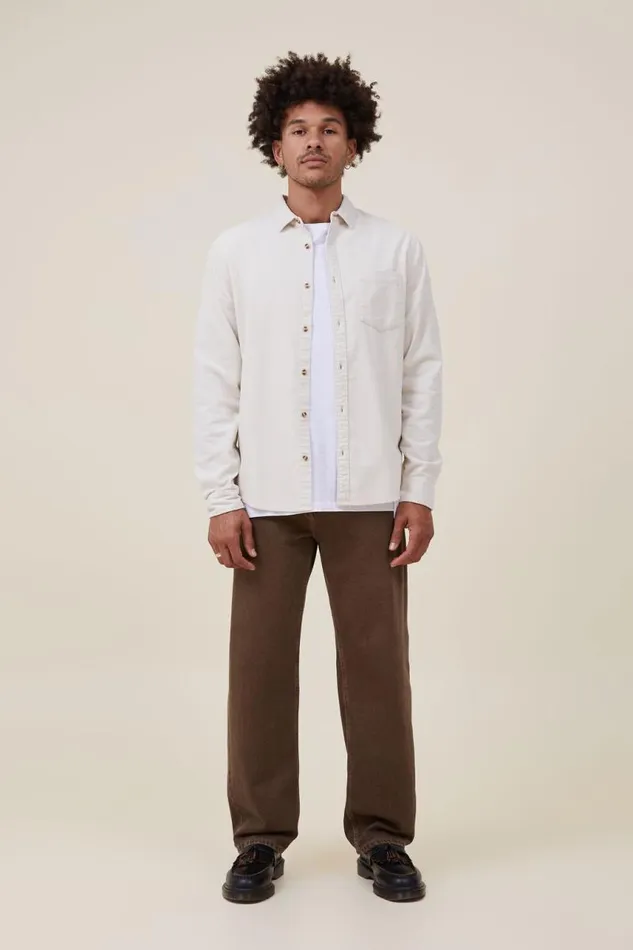 Cotton On Tees and Tanks Portland Long Sleeve Shirt Bone Cord 8211 Men Cotton On Tees and Tanks Portland Long Sleeve Shirt Bone Cord 8211 Men