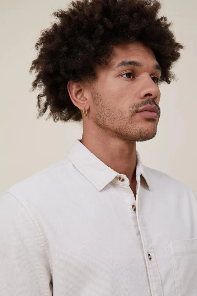 Cotton On Tees and Tanks Portland Long Sleeve Shirt Bone Cord 8211 Men Cotton On Tees and Tanks Portland Long Sleeve Shirt Bone Cord 8211 Men