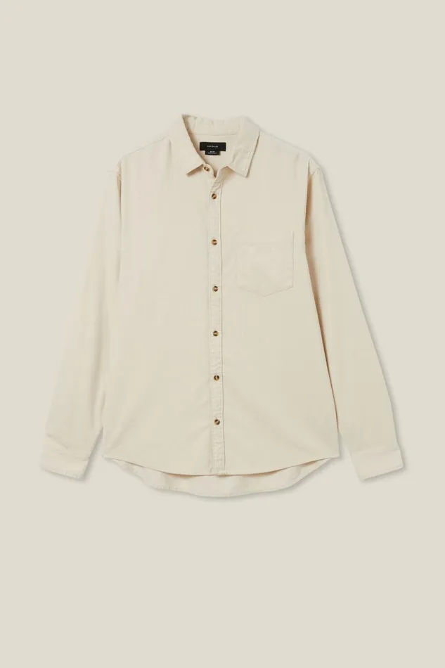 Cotton On Tees and Tanks Portland Long Sleeve Shirt Bone Cord 8211 Men Cotton On Tees and Tanks Portland Long Sleeve Shirt Bone Cord 8211 Men
