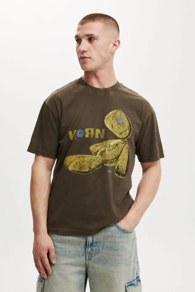 Cotton On Tees and Tanks Premium Loose Fit Music TShirt Lcn Wmg Ashen Brownkorn 8211 Issues 8211 Men